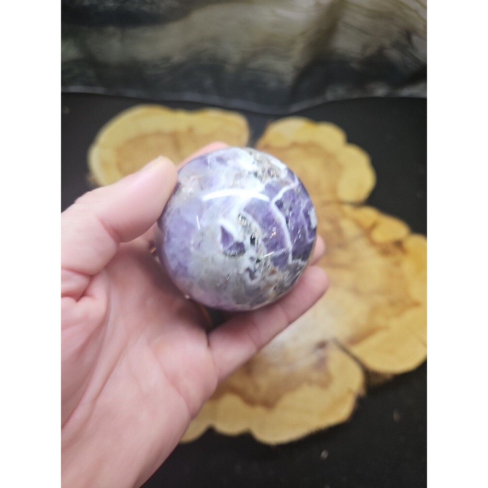 Amethyst Sphere 65mm W/Glass Stand 1lb