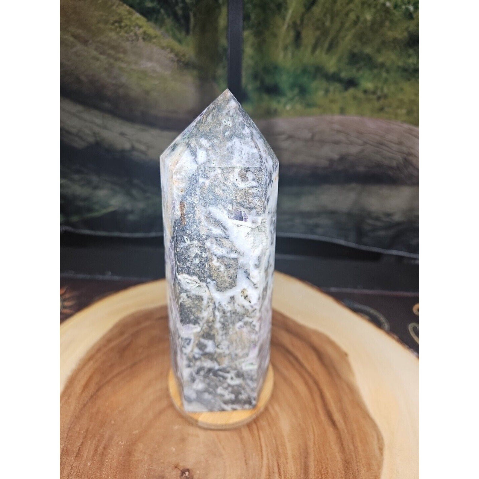 3.41LB 1Pcs Natural Rainbow Fluorite Quartz Crystal Point Tower Polished Healing