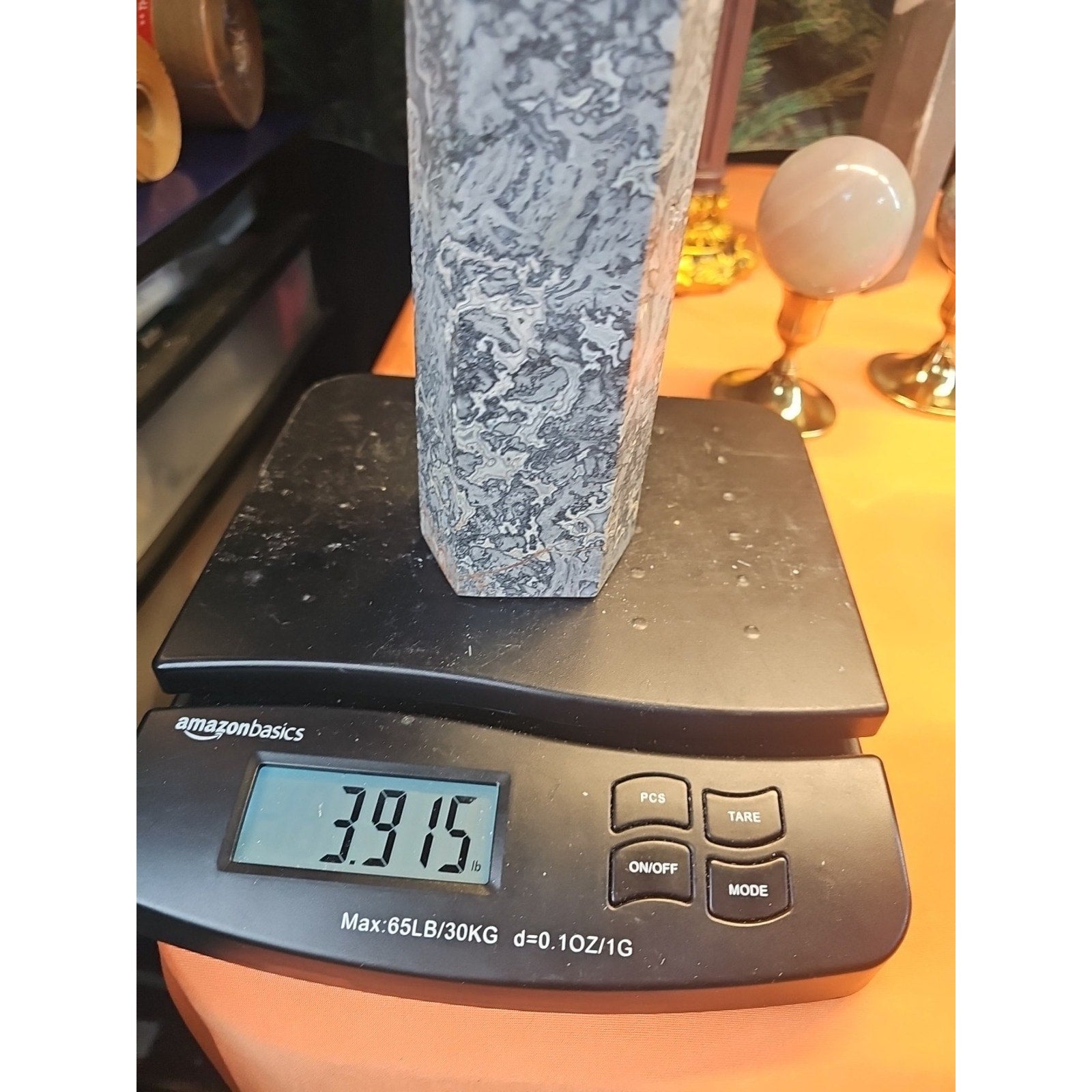 3.91LB 1Pcs Natural Gray Crazy Lace Jasper Crystal Point Tower Healing