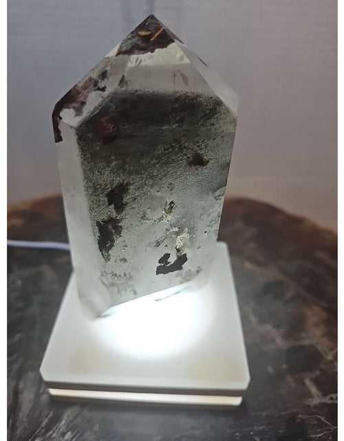 Load image into Gallery viewer, 1.73LB Natural Green Ghost Phantom Quartz Crystal Obelisk Wand Point Healing.
