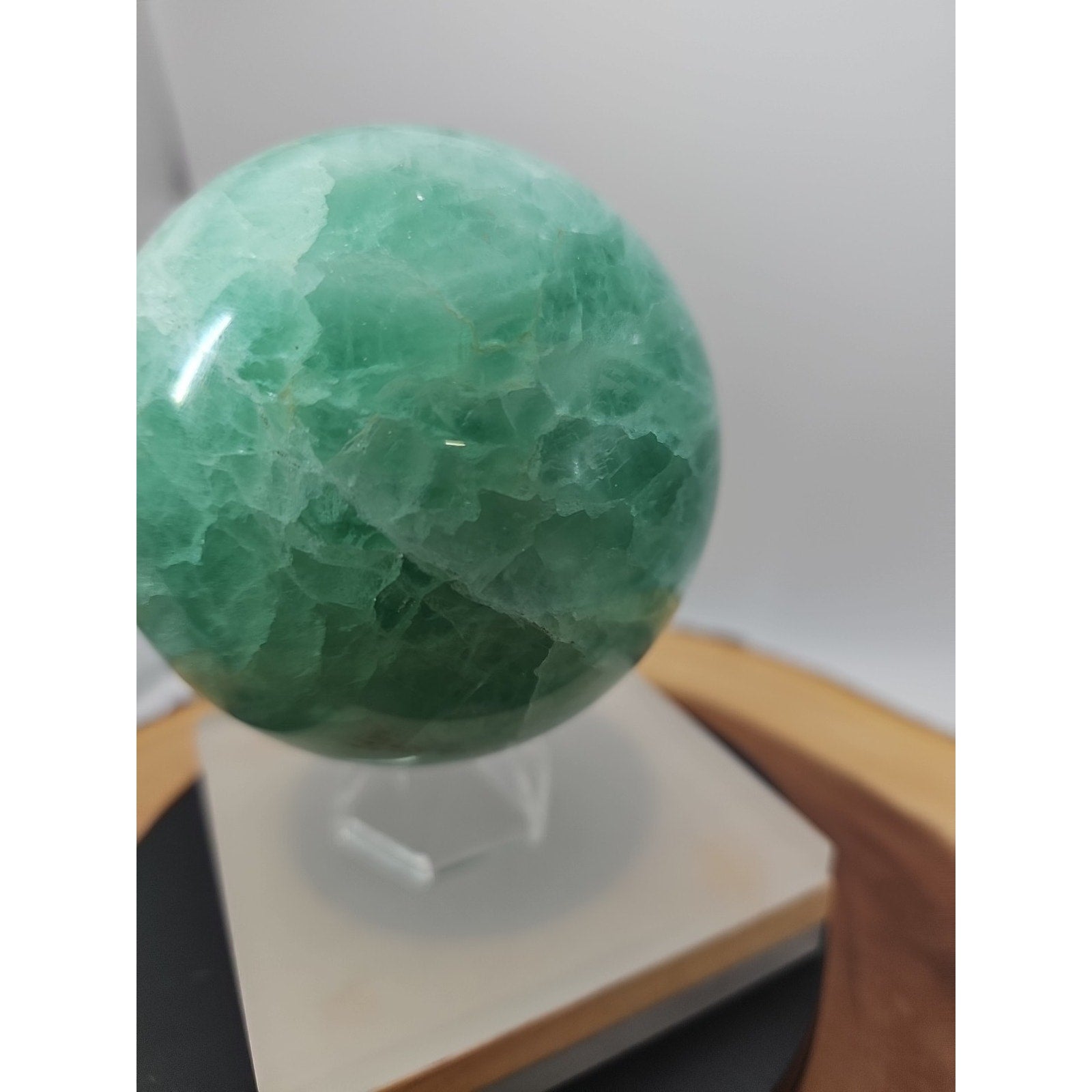 2.80 Natural Rainbow Fluorite Quartz Crystal Sphere Ball Polished Healing