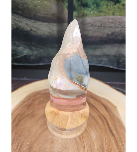 1.20LB 1Pcs Natural Polychrome Ocean Jasper Crystal Flame Point Carved Healing