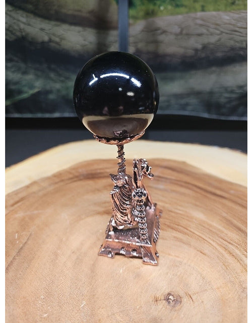 Load image into Gallery viewer, Black Obsidian Quartz Sphere 50mm W/Stand
