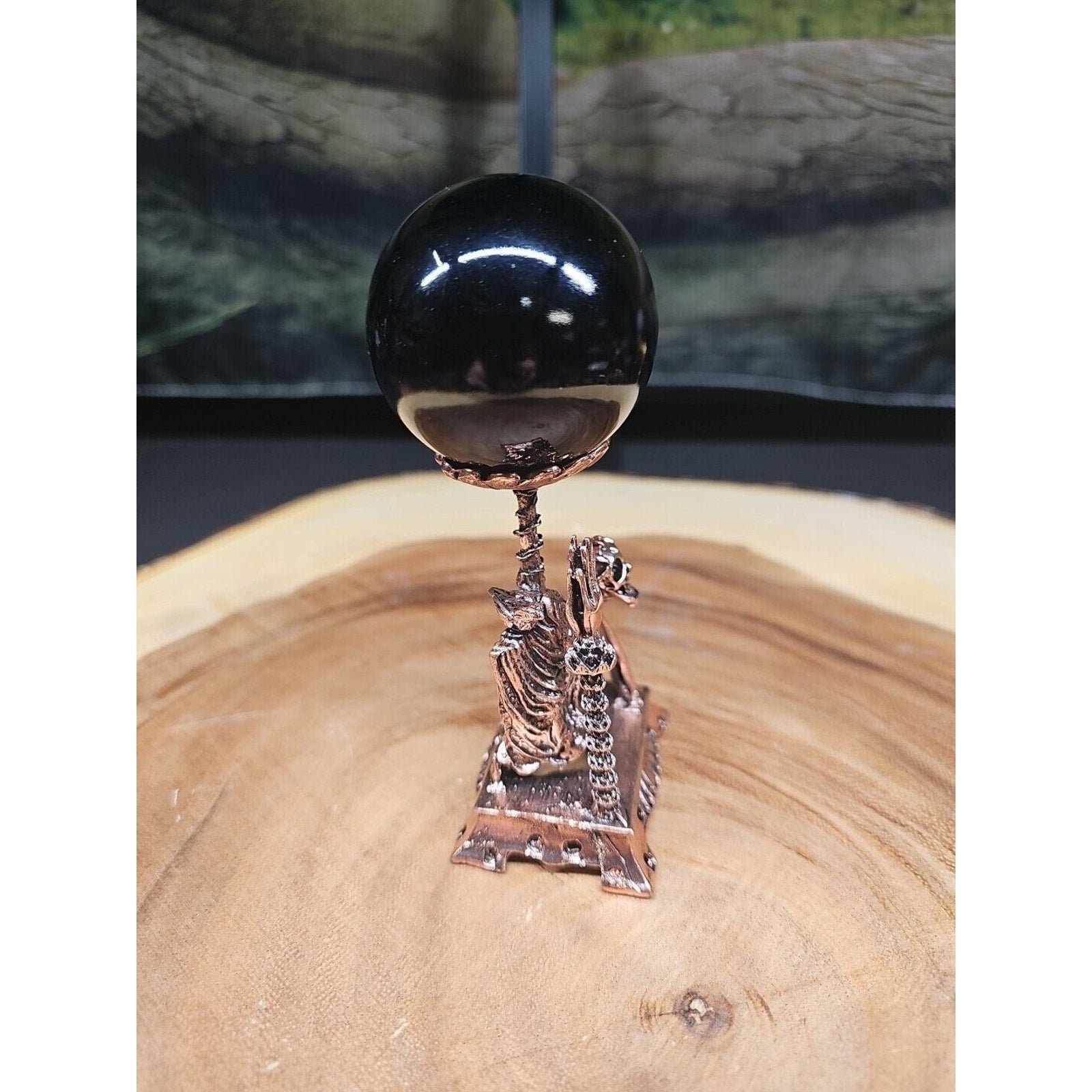 Black Obsidian Quartz Sphere 50mm W/Stand