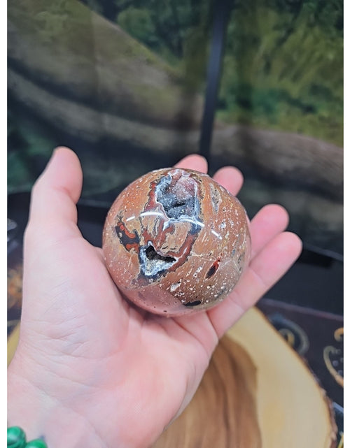 Load image into Gallery viewer, .94LB Natural Vesuvianite Agate Carnelian Crystal Geode Sphere Ball Healing
