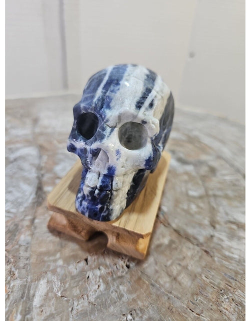 Load image into Gallery viewer, 356G Natural Blue stripe quartz hand Carved skull crystal healing
