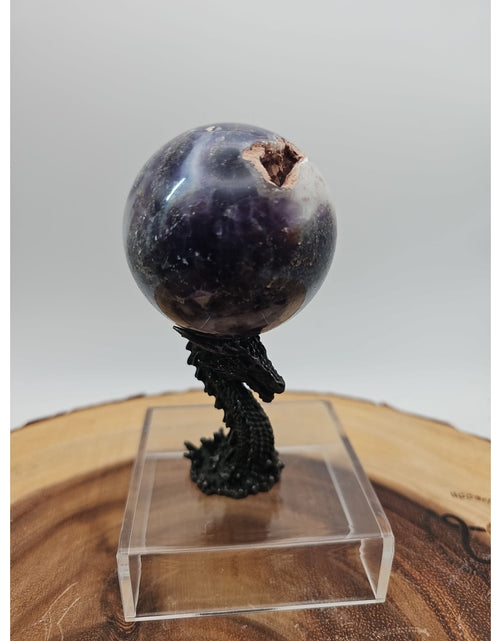 Load image into Gallery viewer, Rainbow Labradorite Sphere .45lb 53mm W/Dragon Stand
