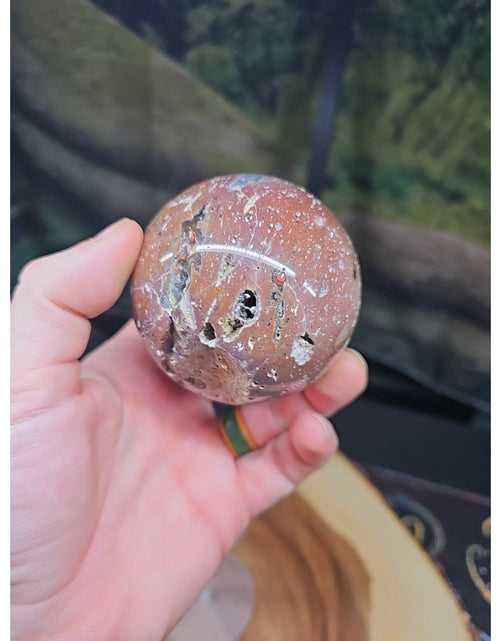 Load image into Gallery viewer, .94LB Natural Vesuvianite Agate Carnelian Crystal Geode Sphere Ball Healing
