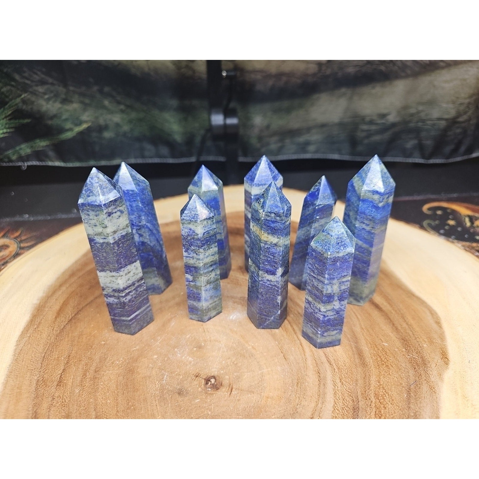 1 Each Natural Blue Lapis Lazuli & Pyrite Crystal Point Tower Brazil Rare