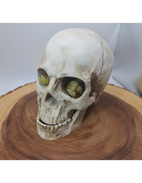 Load image into Gallery viewer, Resin Skull W/Ocean Jasper Quartz Eyes
