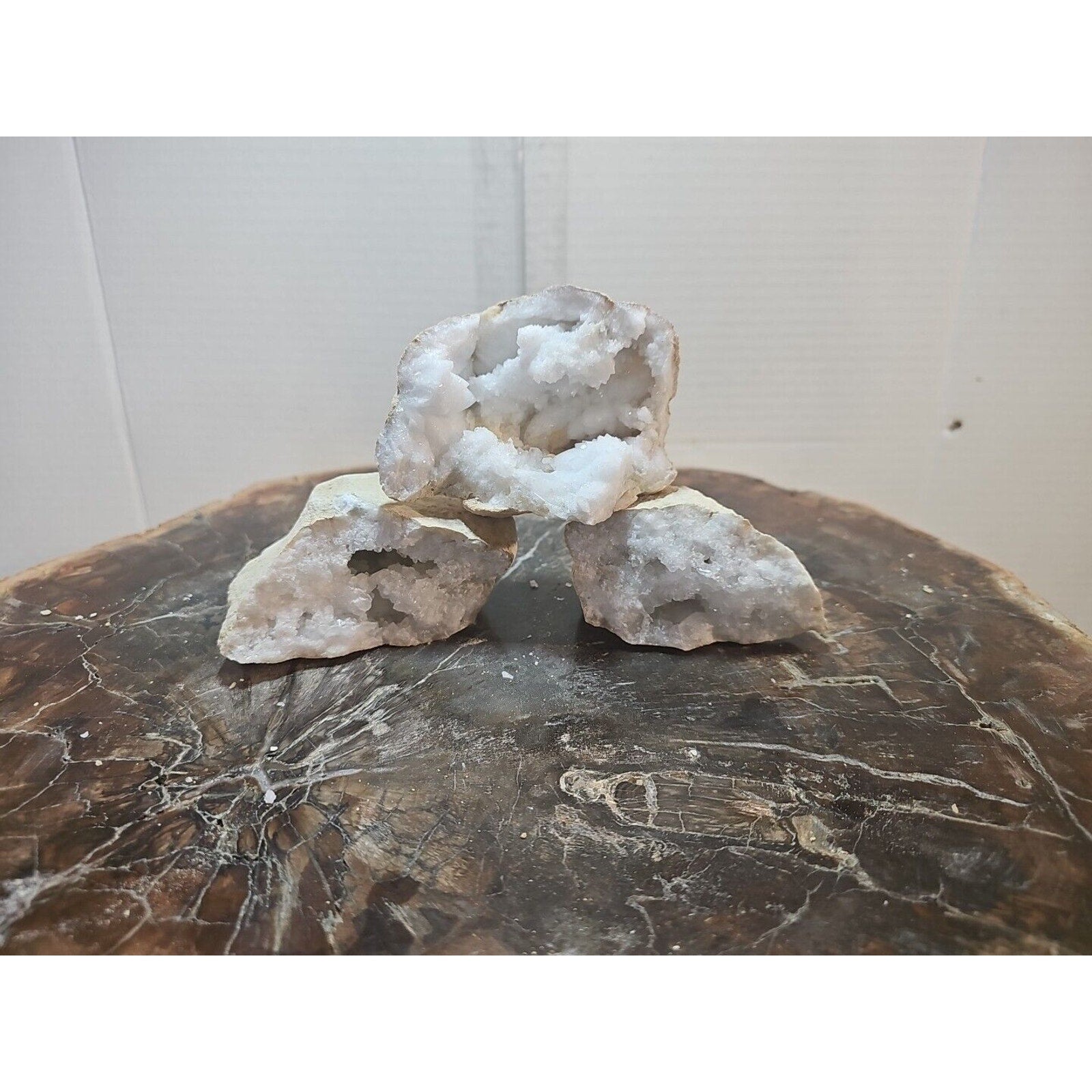 3pcs 1.85lbs Geode Crystal Moroccan Quartz