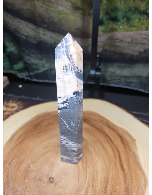 Load image into Gallery viewer, Zebra Stone Tower 390g 7.3/4 In Tall
