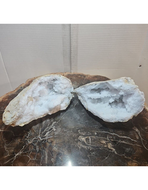 Load image into Gallery viewer, 3.88lbs Large Pair Geode Crystal Moroccan Quartz W /Stand
