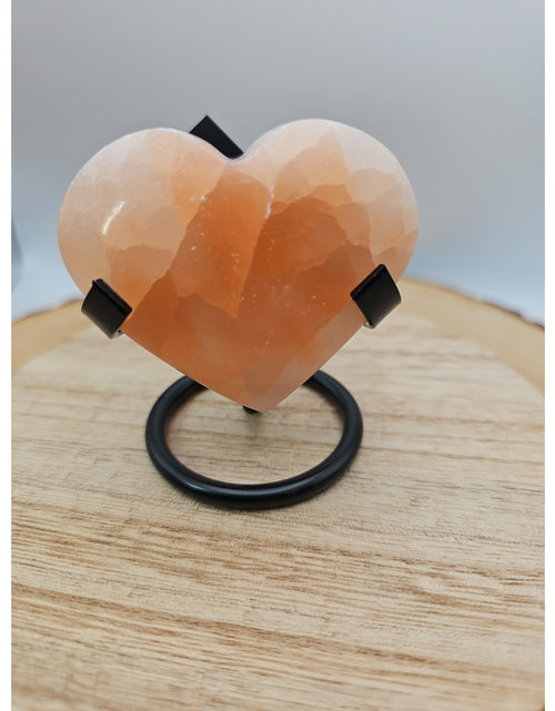 Load image into Gallery viewer, Peach Selenite Palm Stone W/stand 1each
