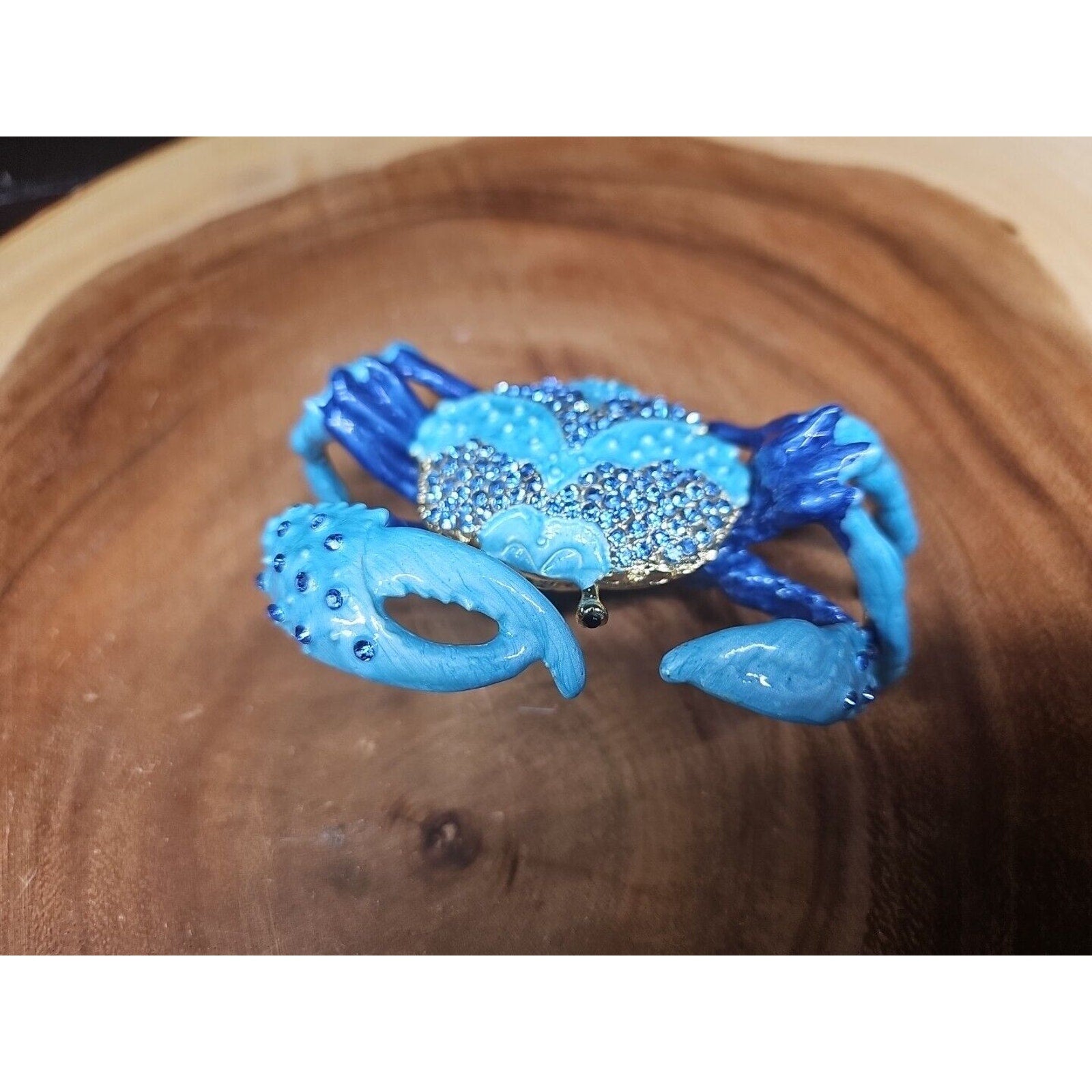 Crab Trinket Box W/3 Herkimer Diamonds Covered In Gemstones