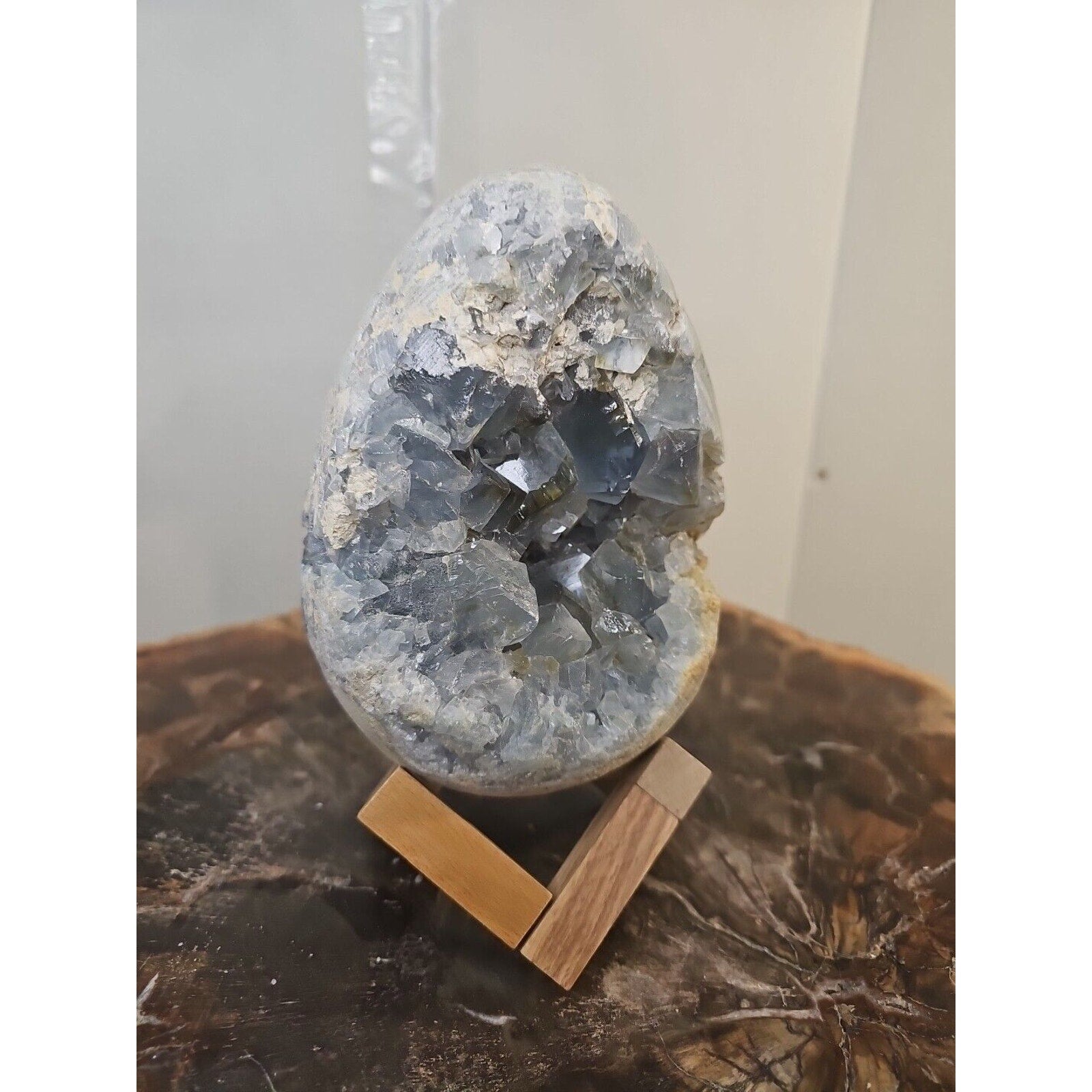 4.61lbs Natural Baby Blue Celestite Quartz Crystal Geode Cluster Points Brazil