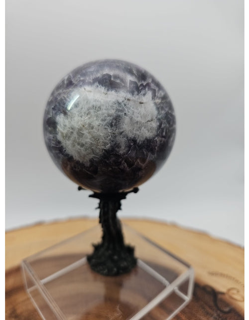 Load image into Gallery viewer, Amethyst Sphere .82lb 65mm W/Dragon Stand
