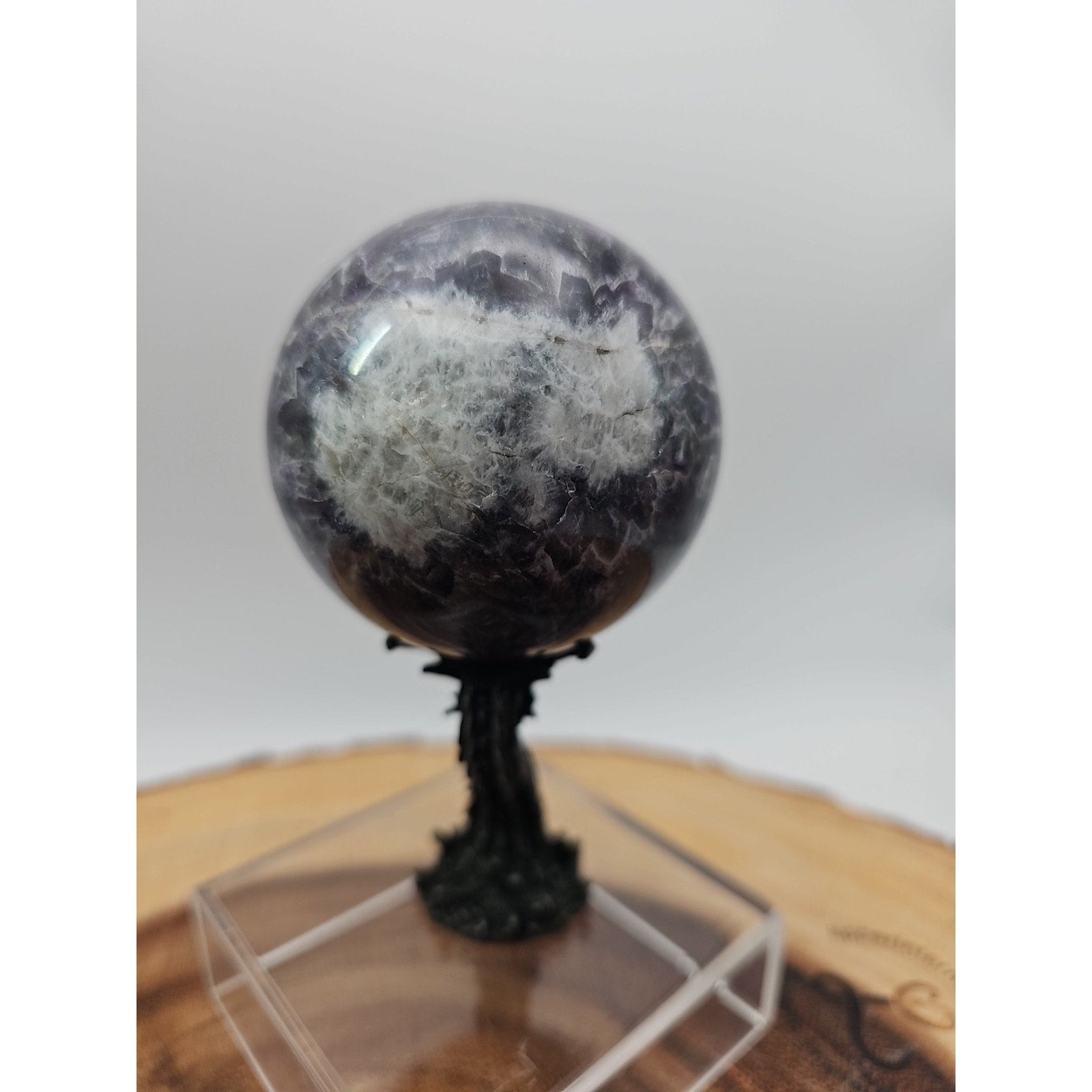 Amethyst Sphere .82lb 65mm W/Dragon Stand