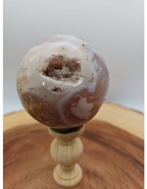 Load image into Gallery viewer, Flower agate sphere .59lbs W/stand

