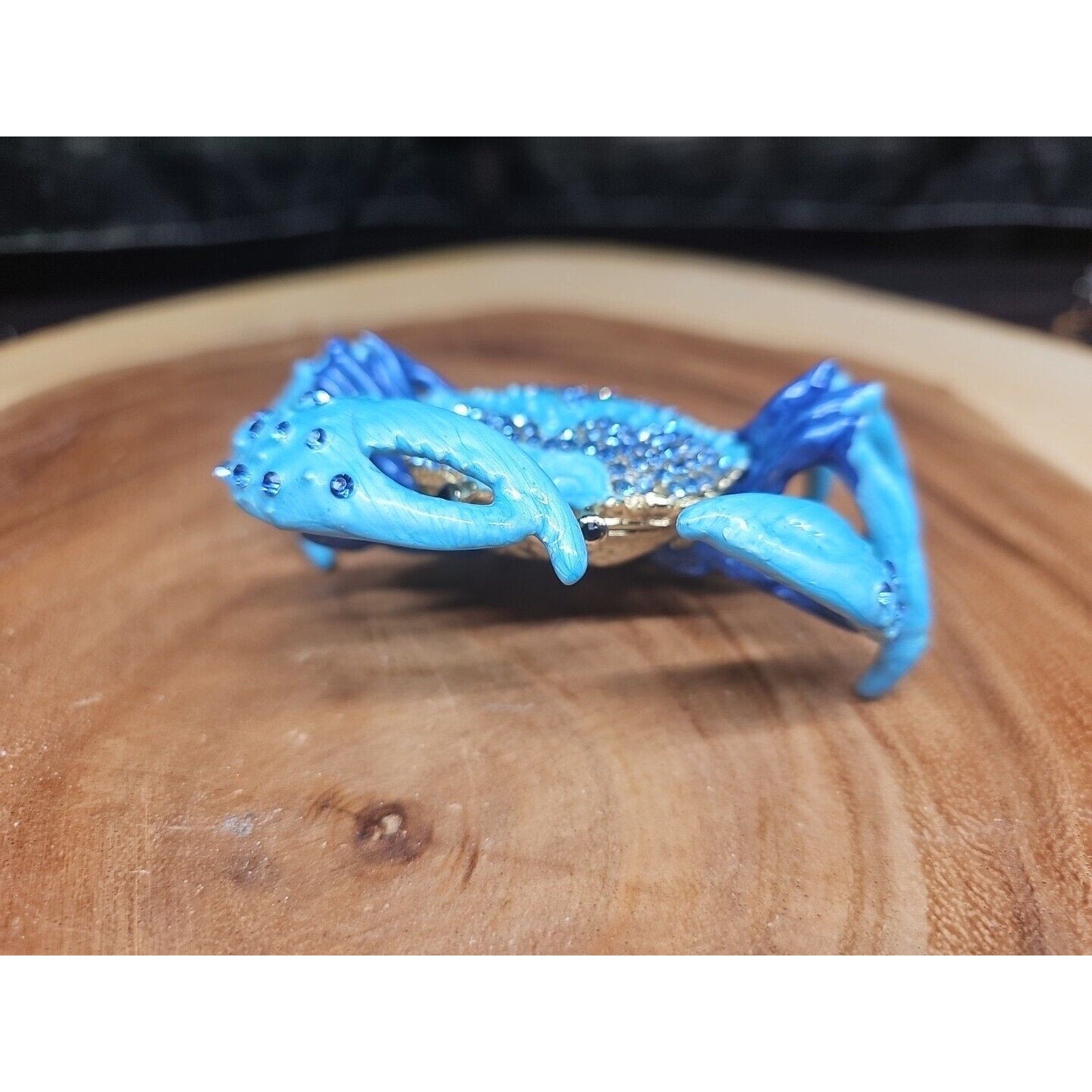 Crab Trinket Box W/3 Herkimer Diamonds Covered In Gemstones