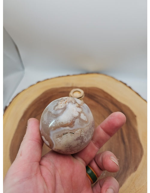 Load image into Gallery viewer, Flower agate sphere .59lbs W/stand
