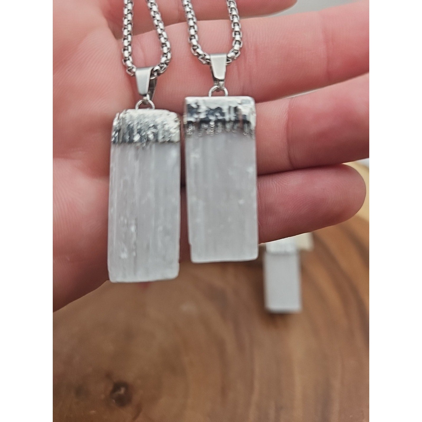 Selenite Crystal Necklace 1 Each W/Chain