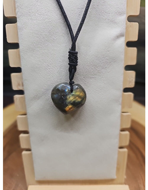 Load image into Gallery viewer, Labradorite Cord Necklace Healing/Protection Heart
