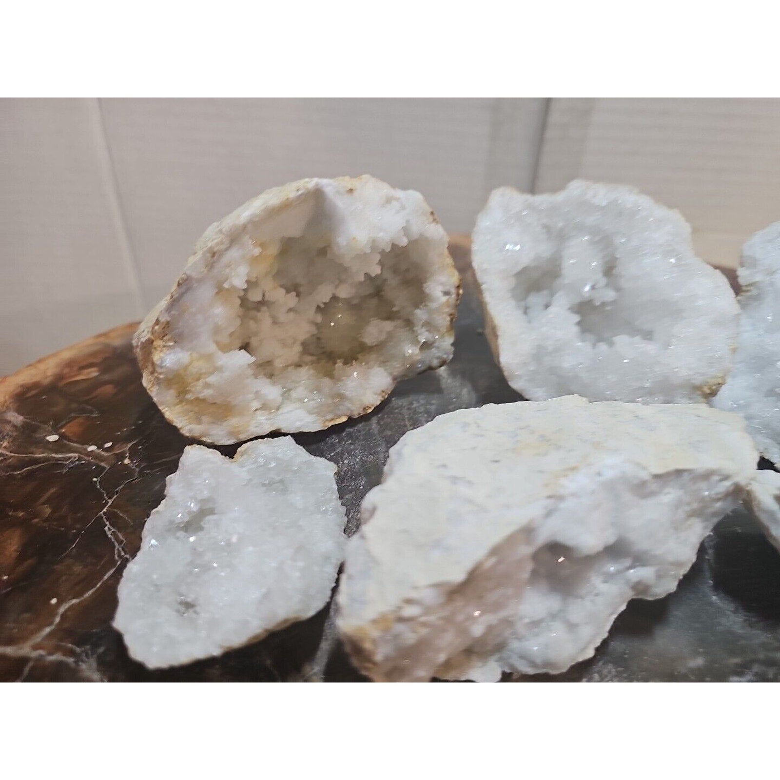 6pcs 2.72lbs Lot Geode Crystal Moroccan Quartz