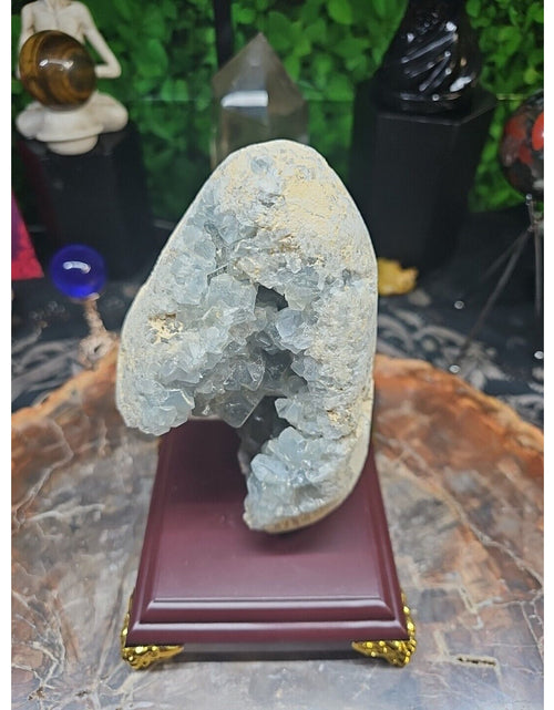 Load image into Gallery viewer, 4.02LB Natural Beautiful Blue Celestite Crystal Geode W/ Stand
