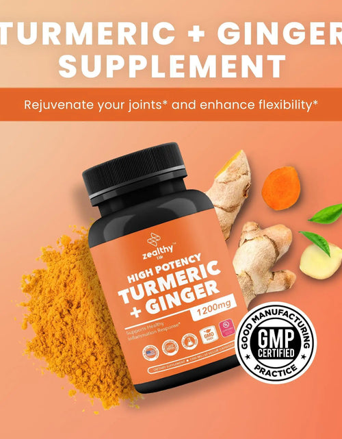 Load image into Gallery viewer, High Potency 1200mg Turmeric and Ginger Supplement Antioxidant 180 Capsules
