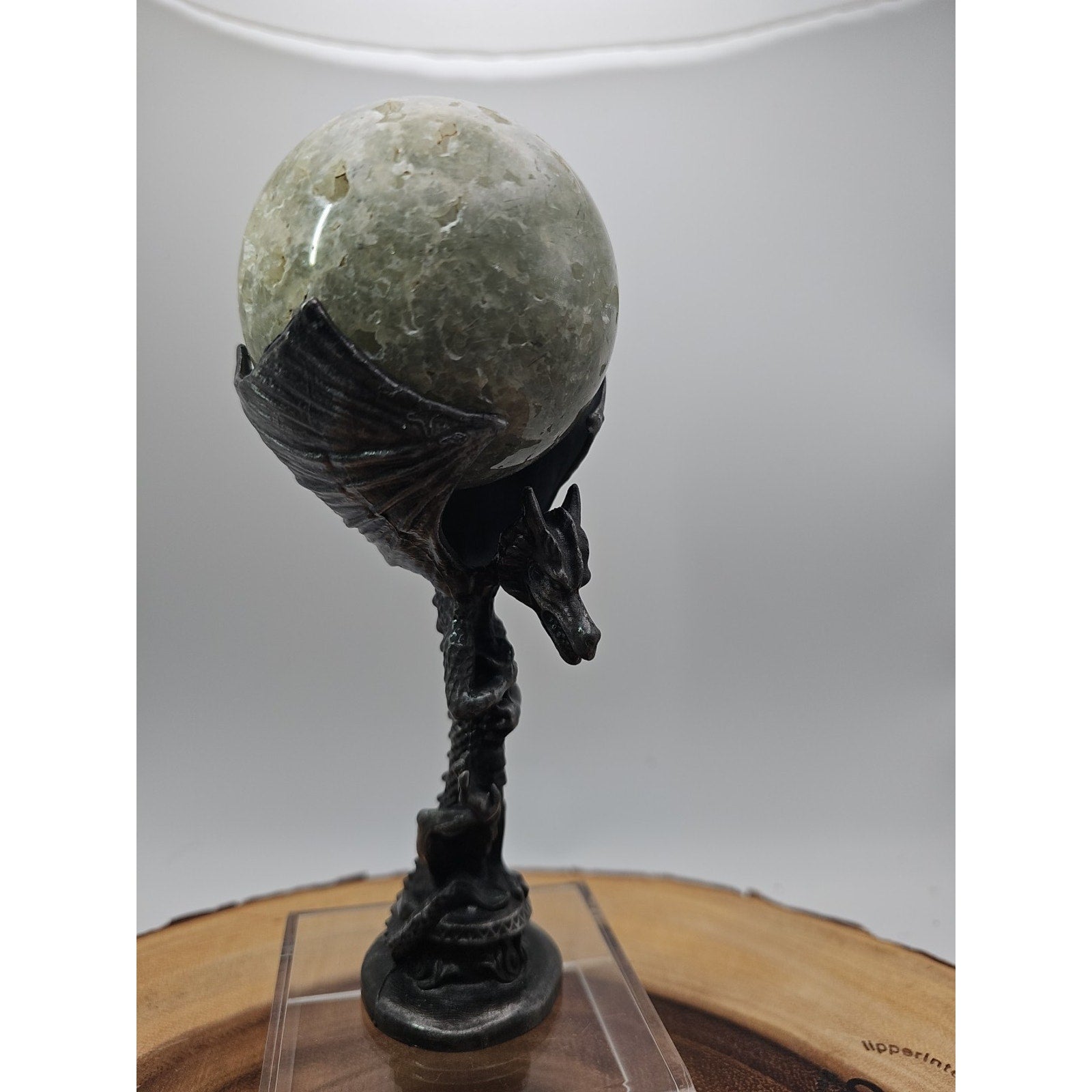1lb 70mm Green Quartz W/Dragon Stand