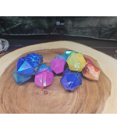 1.75LB 7Pcs Rainbow Aqua Aura Quartz Crystal Cluster Points Titanium Coating