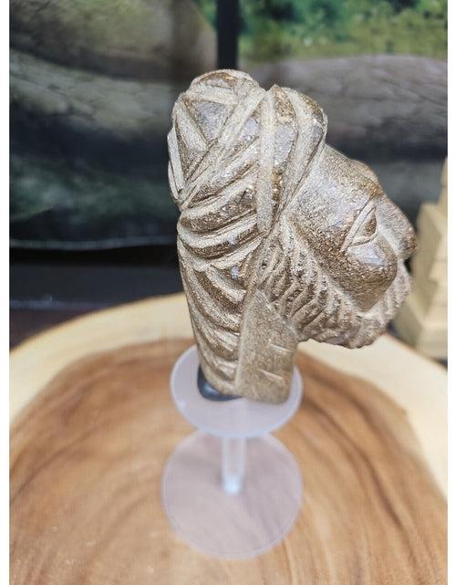 Load image into Gallery viewer, Vintage ABSTRACT STONE HEAD Sculpture Stone 1 lb W/Stand
