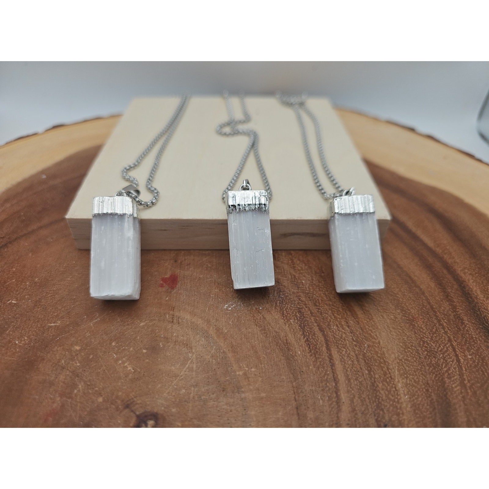 Selenite Crystal Necklace 1 Each W/Chain