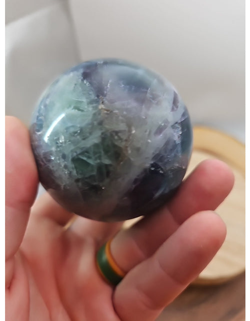 Load image into Gallery viewer, 1.10lb Natural Rainbow Fluorite Quartz Crystal Sphere Ball Polished
