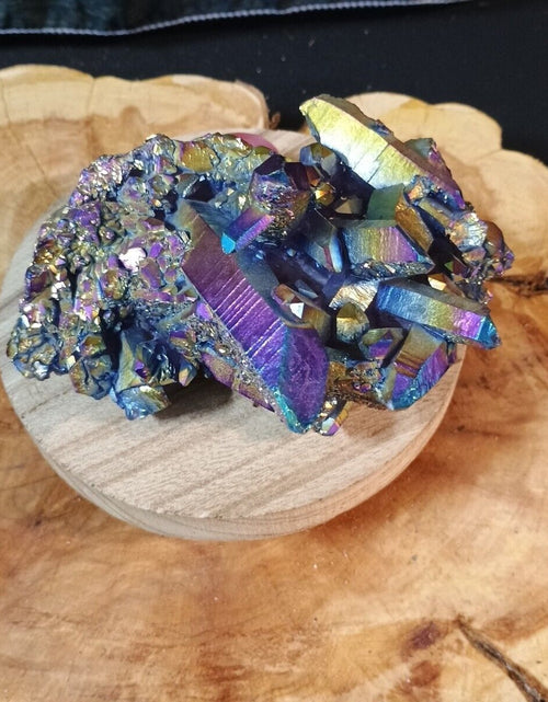 Load image into Gallery viewer, 1.27 Lb Rainbow Aqua Aura Quartz Crystal Cluster Points Titanium Coating
