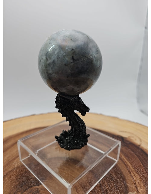 Load image into Gallery viewer, Rainbow Labradorite Sphere .45lb 53mm W/Dragon Stand
