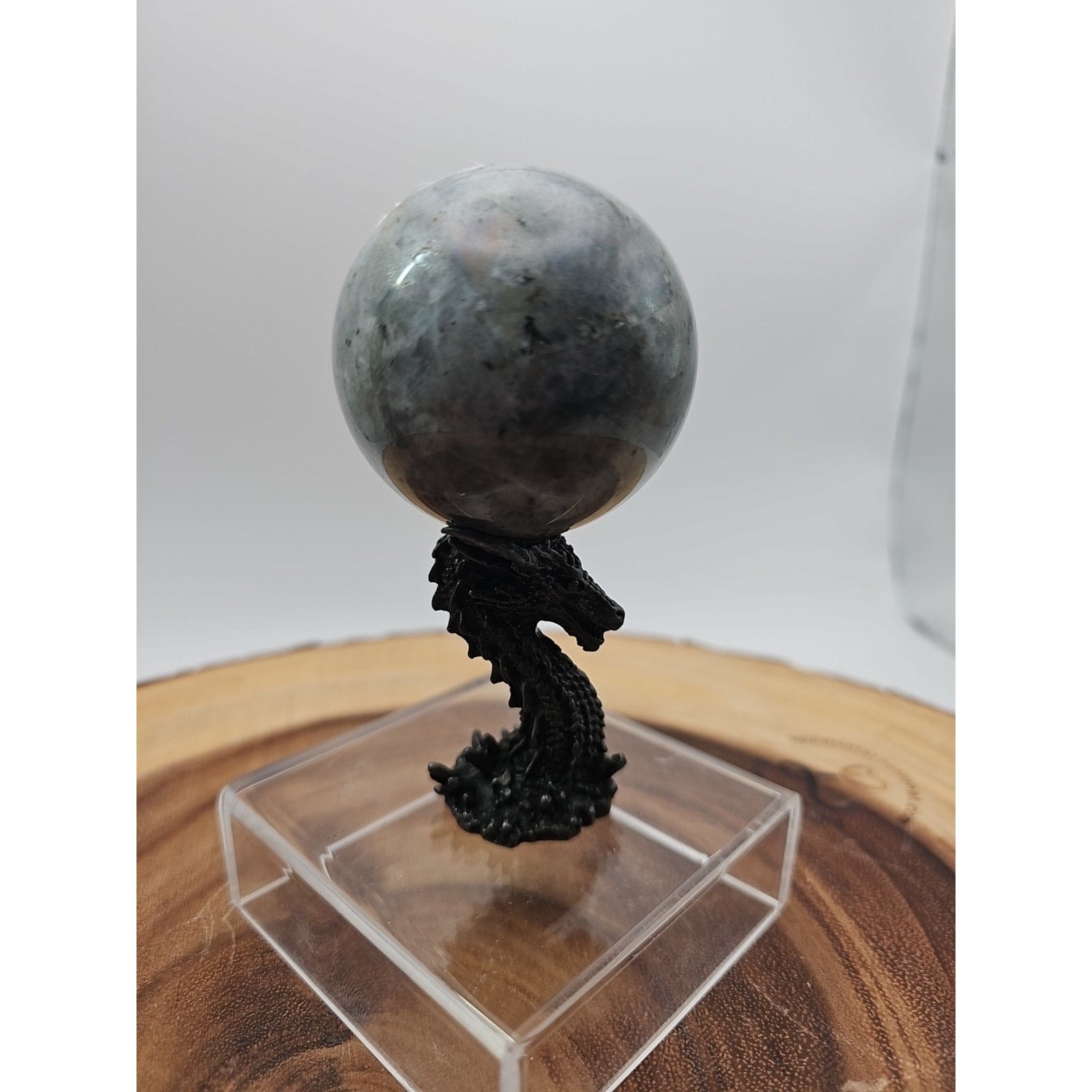 Rainbow Labradorite Sphere .45lb 53mm W/Dragon Stand