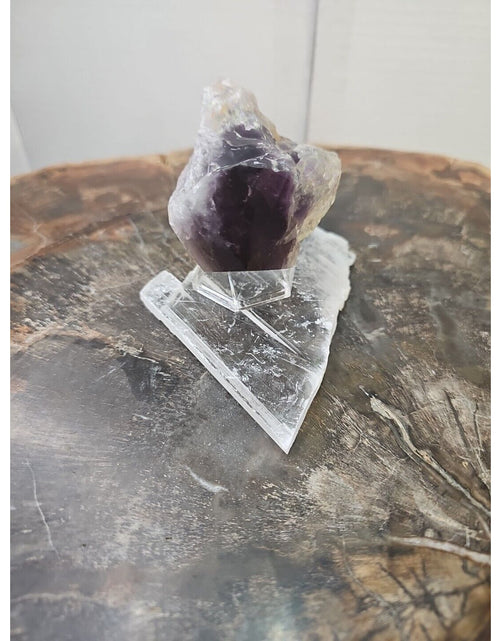 Load image into Gallery viewer, 209g Amethyst Point Crystal W/ Selenite Base Really Great Point!!
