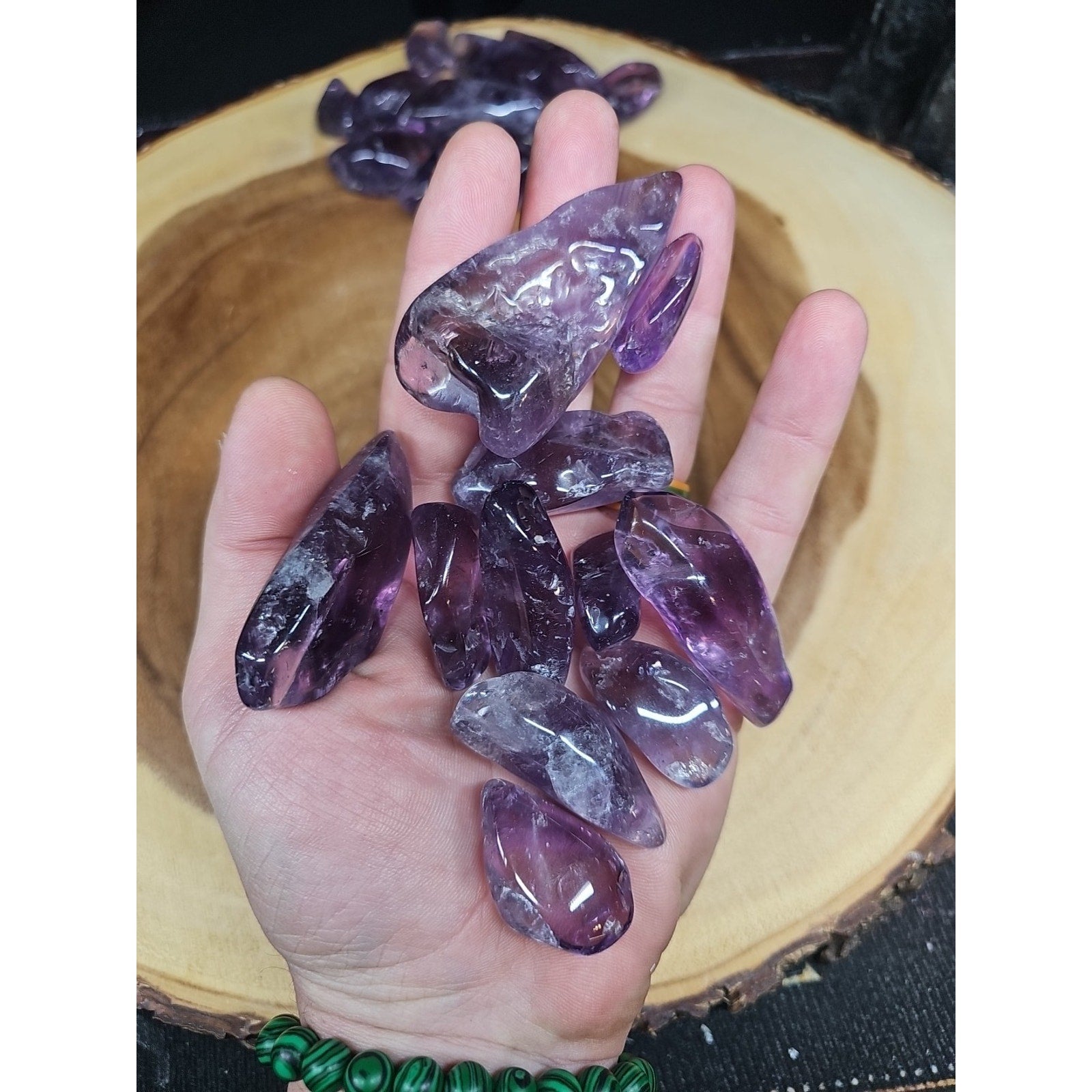 11Pcs Raw Natural Purple Amethyst Quartz Crystal Tumbled Healing Brazil .44lbs