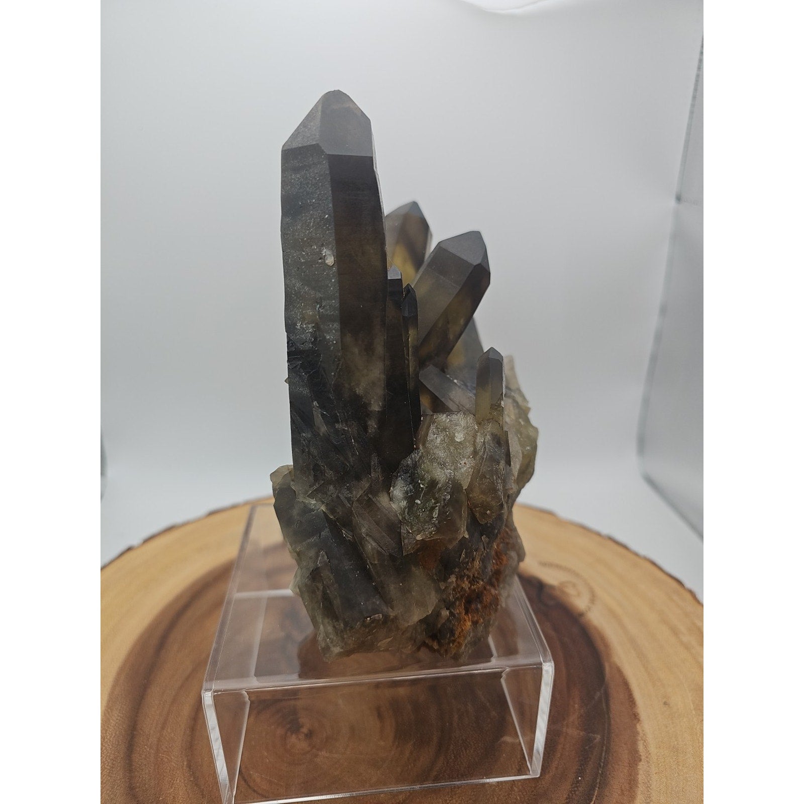 2.77LB Top rare natural beautiful black quartz crystal cluster mineral sample -