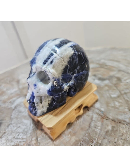 Load image into Gallery viewer, 356G Natural Blue stripe quartz hand Carved skull crystal healing
