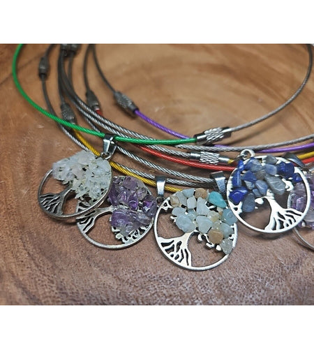 Natural stone 16in pendant necklace, stainless steel 8pc Wholesale lot