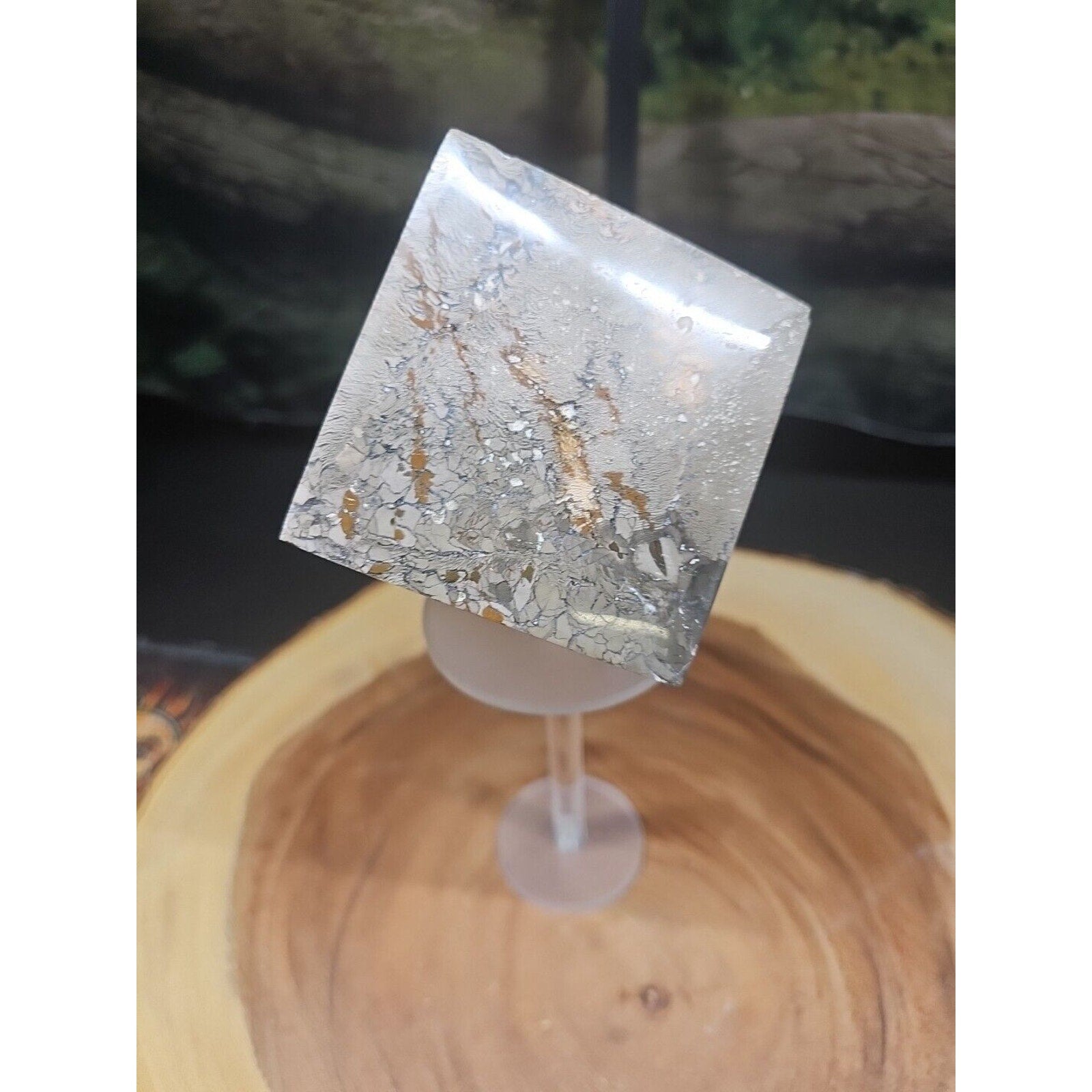 2.41LB 1Pcs Natural Ocean Jasper Onyx Quartz Crystal Geode Square Heptahedron