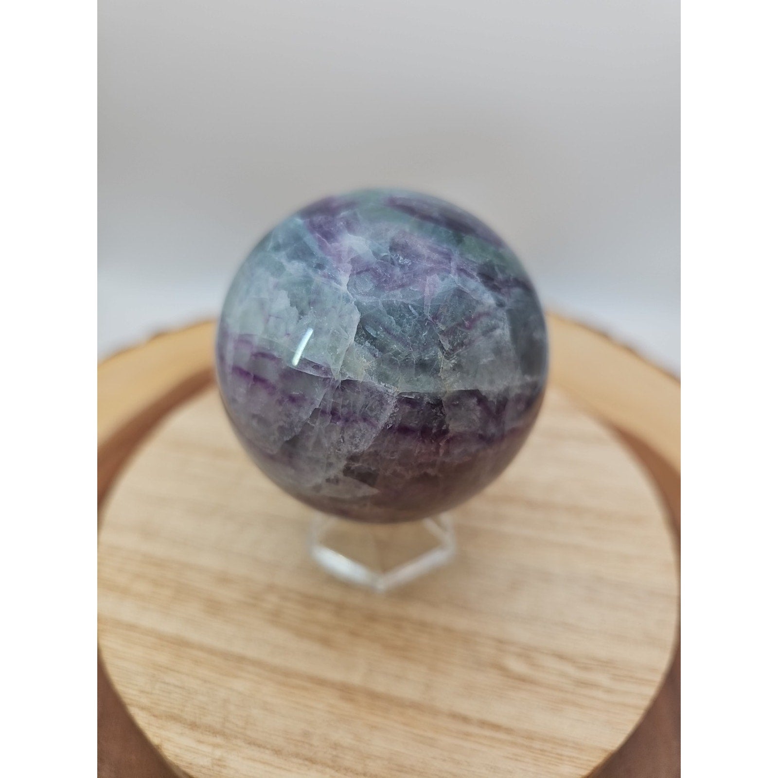 1.09lb Natural Rainbow Fluorite Quartz Crystal Sphere Ball Polished