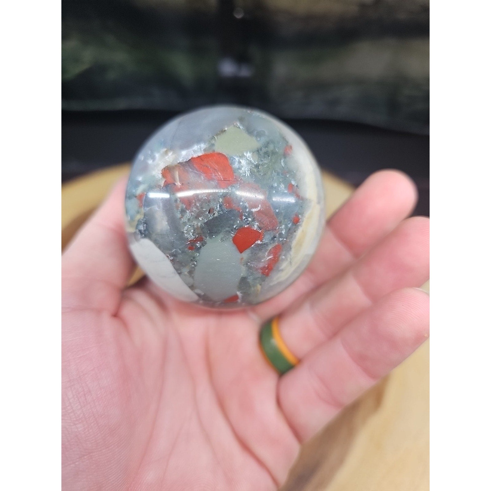 Natural Quartz Crystal Jasper Sphere Ball Polished 63mm &stand