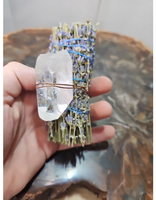 Load image into Gallery viewer, Lavender wrapped crystal W/ Huge White Quartz Healing
