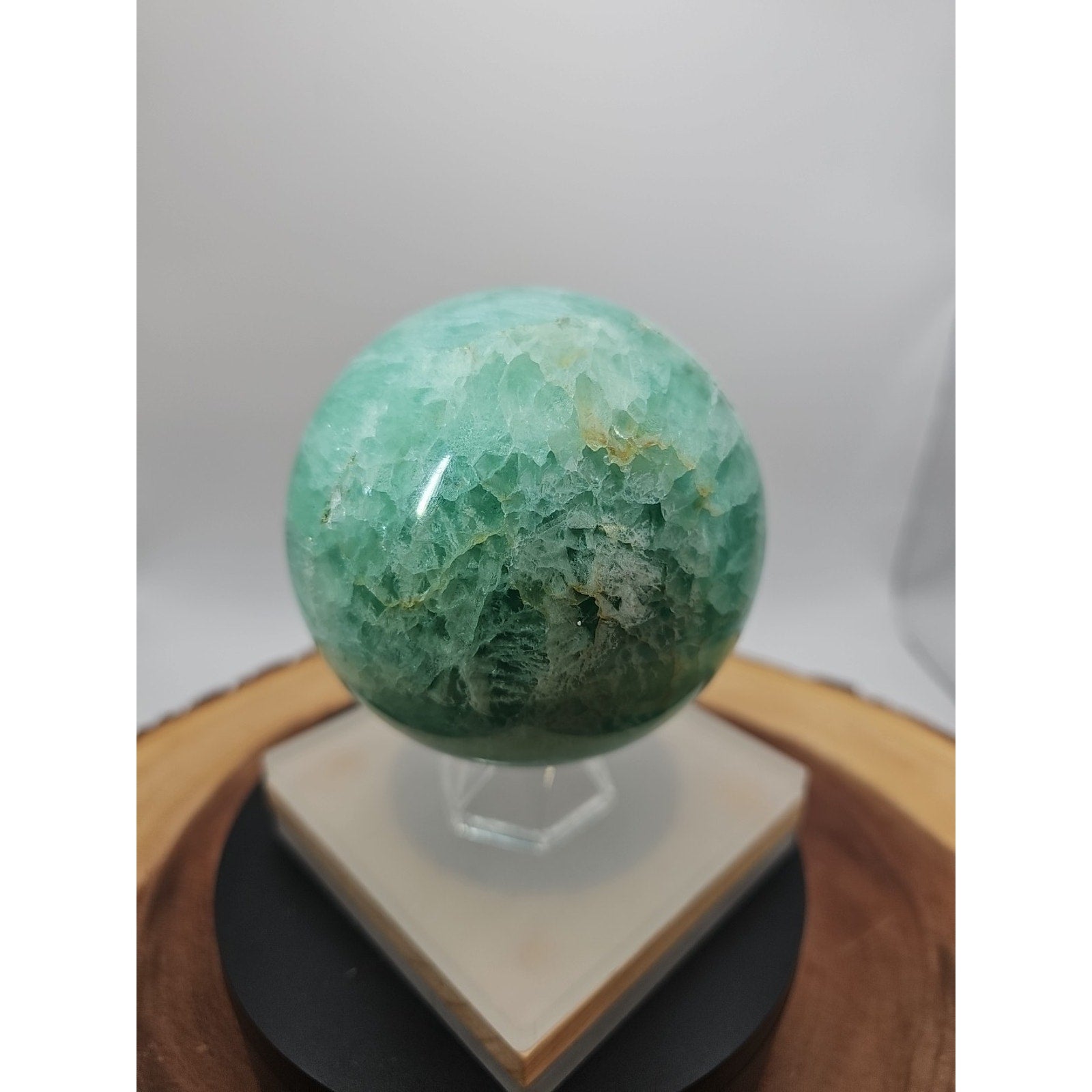 2.80 Natural Rainbow Fluorite Quartz Crystal Sphere Ball Polished Healing
