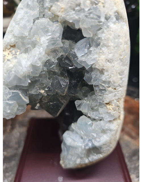 Load image into Gallery viewer, 4.02LB Natural Beautiful Blue Celestite Crystal Geode W/ Stand
