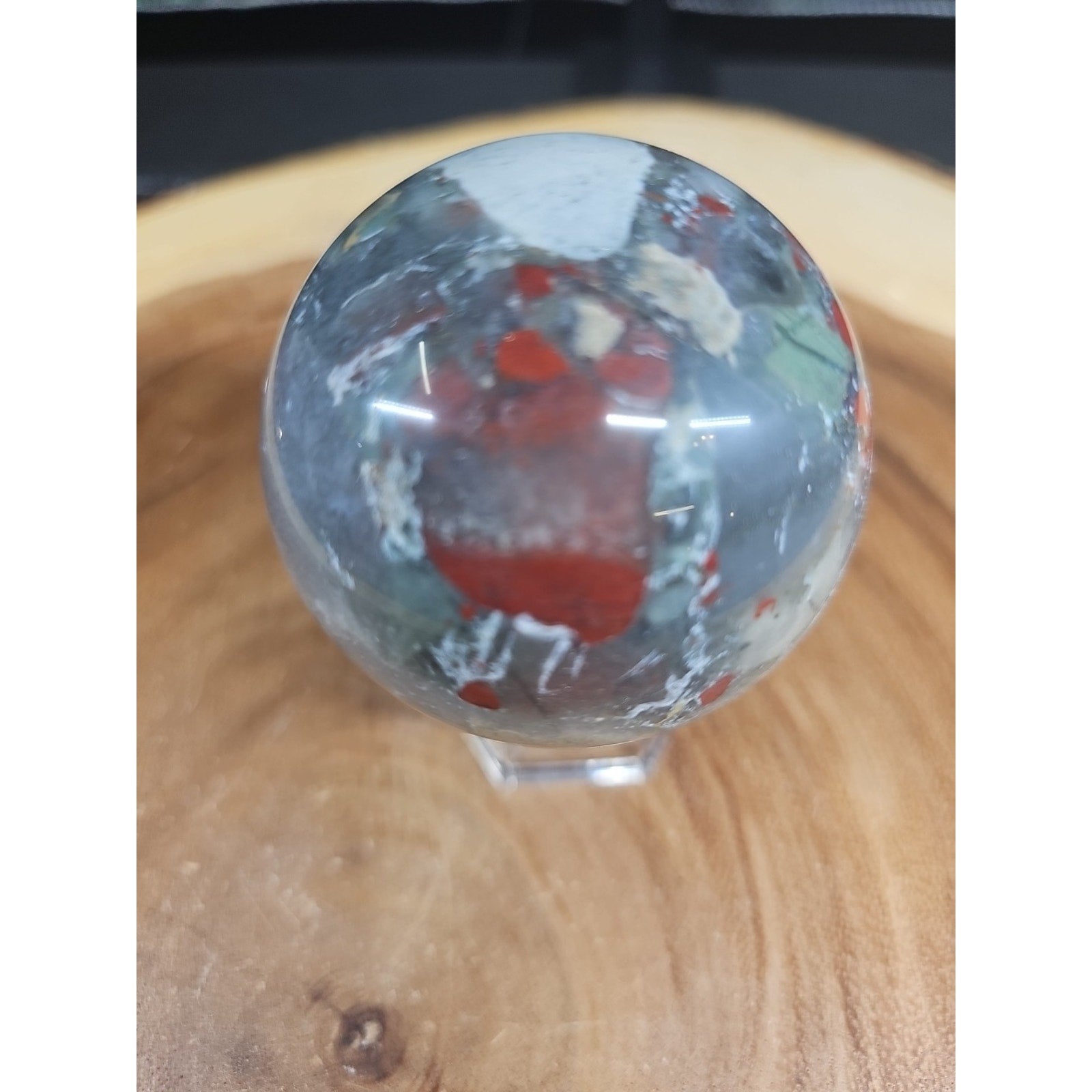 Natural Quartz Crystal Jasper Sphere Ball Polished 63mm &stand